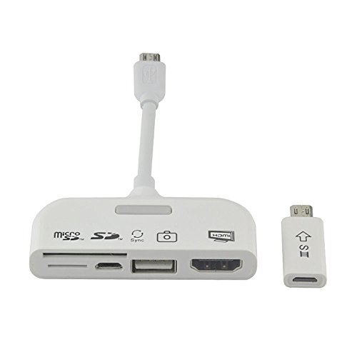 arlymama 5-in-1 Micro USB MHL zu HDMI Kabel mit OTG Kamera Connection Kit/11 Pin Micro USB Adapter für Samsung Galaxy S2 S3 S4 i9500 Galaxy Note, Note II (Micro 5-Pin auf SD Karte Slot/TF-Karte Slot/Micro-USB 2.0/HDMI) – Schwarz