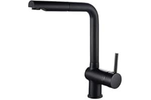 Edouard Rousseau - Mitigeur Évier Matsouko - Douchette Extractible, Aérateur Réducteur de Débit, Écrou de Serrage Rapide à la Main - 320 (Hauteur) x 220 (Saillie) mm - Noir