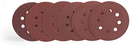 Hook and Loop Sanding Discs 125 mm Diameter 60 Pieces Each 10 x 40/60/80/120/180/240 Grit Adhesive Sanding Discs Velcro Eccentric Grinder 8-Hole