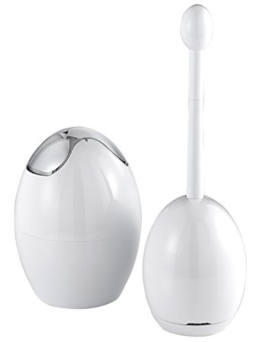 huevo- weiß ABS Kunststoff Badezimmer Zubehör Set, Tumbler, Spender, Mülleimer mit Schwingdeckel, Chrome/White, Special Offer for Swing Bin and Toilet Brush