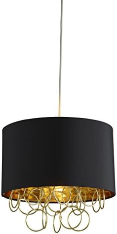 Lighting Collection KT226 Ring Pendant Light, Steel, Black/Gold, 60 W