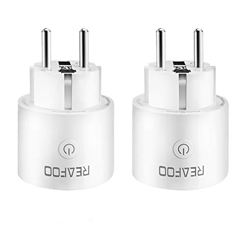 Enchufe Inteligente Wifi REAFOO Mini Smart Plug Temporizador con control remoto por voz Compatible con Alexa Echo Google Asistente no se requiere Hub, iOs y Android, red 2.4GHz (2 paquetes)