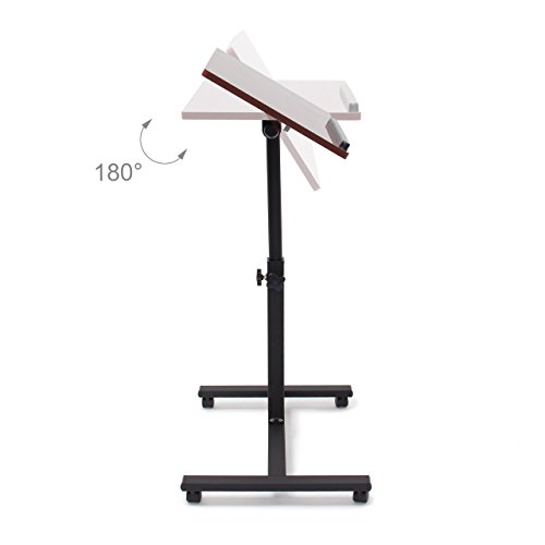 Relaxdays Laptoptisch höhenverstellbar HBT 95 x 60 x 40 cm Notebook Ständer auch für Linkshänder Sofatisch Beistelltisch mit bremsbaren Rollen mit Ablage für Maus mit 2 Stopp-Leisten, Mahagoni, rot - 6