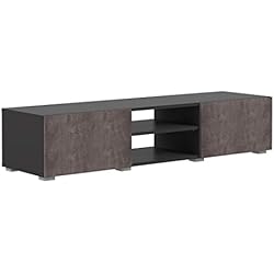 Movian Lijoki - Meuble TV, 140 x 42 x 31 cm (longueur x profondeur x hauteur), Noir et finition béton
