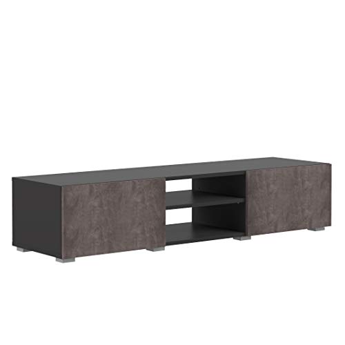 Movian Lijoki - Meuble TV, 140 x 42 x 31 cm (longueur x profondeur x hauteur), Noir et finition béton