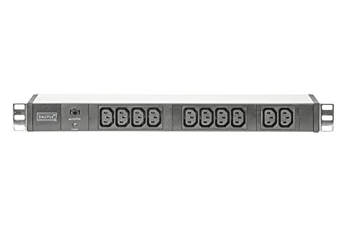 DIGITUS Professional Aluminium Steckdosenleiste, 1HE, 483 mm (19″) Schrank Montage, 10A, 250VAC 50/60Hz, 10x IEC C13, Überlastschutz, 1.8 m Zuleitung IEC C14 Stecker - 2