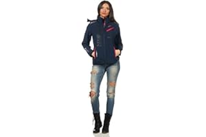 Geographical Norway REINE LADY - Giacca Softshell Impermeabile Donna - Giacca Cappuccio Softshelljacke - Giacca Invernale Antivento - Attività All'aperto Regolabile