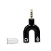 Produktbild Unicoco U Typ Kopfhörer, 3,5 mm, Splitter, 2-Wege, AUX-Anschluss, Mikrofonanschluss, Hauptadapter, Konverter 1 männlich auf 2 weiblich, für iPad, MP3-Player, Handy, Schwarz