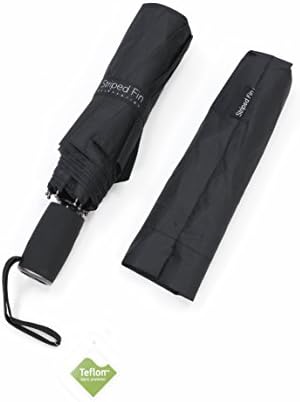 Compact Quick Dry Umbrella - One Button Auto Open/Close - Teflon Coated - Windproof 9-Rib Design Reinforced Fibreglass Frame - Strong 210t Pongee Fabric - Grippy Rubberised Slip Proof Handle