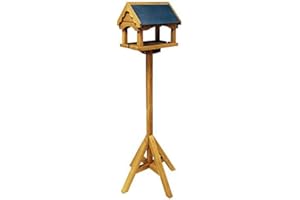 Elito Home & Garden Traditional Wooden Wild Bird Deluxe Feeding Station Table Free Standing Bird Table (Slate Roof Bird Table)