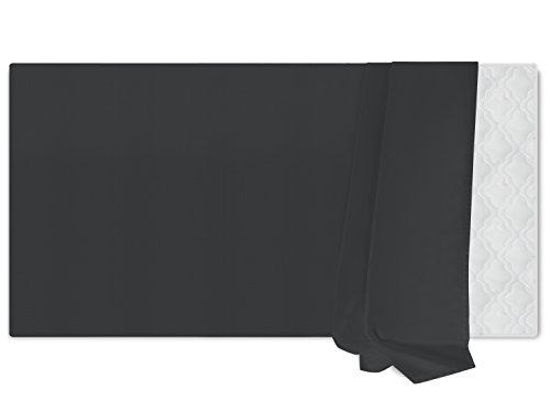 npluseins Betttuch ohne Gummizug, ägyptischer Baumwolle, anthrazit, 150 x 275 cm - 3