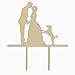 Produktbild ueetek Holz Kissing Bräutigam Braut und Hund Silhouette Tortenaufsatz für Hochzeit Decor