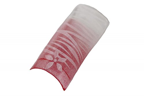 Effect Beauty 50pcs Red Flower Haze Acrylic Pre-Designed Nail Tips - Tip Sizes 1-10