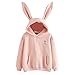 Produktbild Quaan Damen Lange Ärmel Hase Kapuzenpullover Sweatshirt Zur Seite Fahren Oberteile Bluse Plus Größe Elegant Lose Beiläufig Warm Mantel Mantel Sweatshirt Jacke Stricken Sweatshirt niedlich