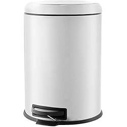 AmazonBasics Poubelle ronde à pédale, acier inoxydable, 20 L