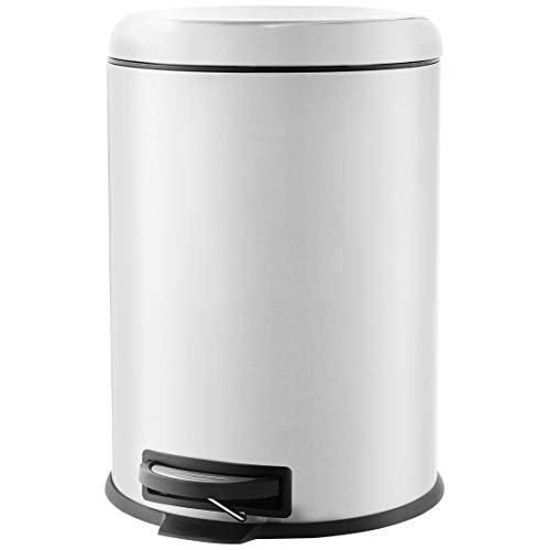 AmazonBasics Poubelle ronde à pédale, acier inoxydable, 20 L