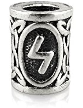 Wikinger Bartperle Futhark Rune in Silber - Innendurchmesser 6mm