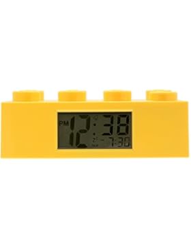 Gelber LEGO-Stein-Wecker für Kinder mit Hintergrundbeleuchtung | gelb | Kunststoff | 7 cm hoch | LCD-Display |...