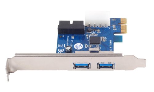 SilverStone SST-EC04-P - USB 3.0 PCI-E Erweiterungskarte, 5V 4 pin Molex Stromanschluss, 1x USB 3.0 20-pin intern + 2x USB 3.0 externe Anschlüsse (Typ A)