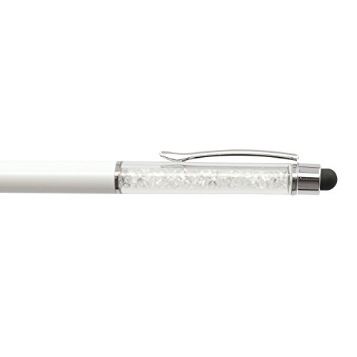 2 in 1-Multifunktions Bling Strass Griffel Touch Pen für iPad iPhone 6 6 Plus 5 5 s 5 C Samsung HTC Smart Phone Touch Screens weiss mit Kugelschreiber - 4