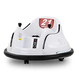 Baybee Rapid Rechargeable Battery Operated Cars for Kids, Electric Ride on Bumper Car for Kids with Dual Joystick, Baby Car with Flashing Light and 360 Spin, Battery Operated Ride on Kids Car, Electric Vehicle for 2 to 8 Years Boys & Girls (White)