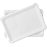 Set of 20 White Recycled Cardboard Trays - Presentation Trays for Pastry or Cold Sideboard - 100% Eco-Friendly (23 x 16 cm)