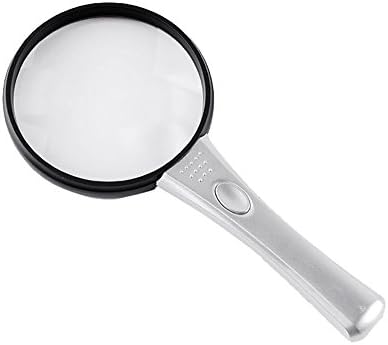 G&amp;M Magnifying Glass with 2 LED Lights Handheld Illuminated Magnifier Primary Mirror 90MM Super High Clarity Lightweight - White and Black