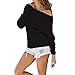 Produktbild Geili Bluse Damen,Mode Frauen Gestrickte Solide Long Sleeve Off Schulter T-Shirt Tops Pullover Bluse Damen Herbst Langarmshirt Hemd Sweater