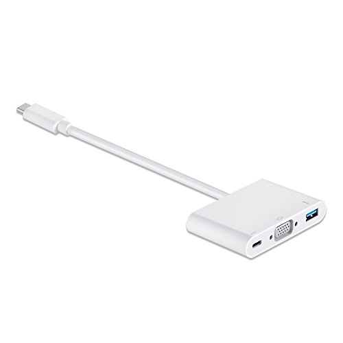 Alida Systems & reg; USB 3.1 Typ-C auf VGA, USB 3.0 und Netzteil. Dieser Adapter funktioniert mit Apple Macbook Retina 12 „Laptop 2015, 15“ MacBook Pro 2016, Google Chromebook Pixel, neuer Acer Switch Alpha 12, Dell XPS 13/15, Lenovo Yoga 900, Pixel C, LG G5, LG V20, Lumia 950 / 950XL, HP Spectre X2, 2016 13 „/ 15“ Neues MacBook Pro mit Thunderbolt 3 / USB-C-Anschluss, 2016 12 „Retina MacBook, LG Google Nexus 5X. - 2