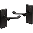 HANDLESTORE Victorian Scroll Matt Black Door Handles - Latch, Lock or Bathroom (Latch Set 1 Pack)