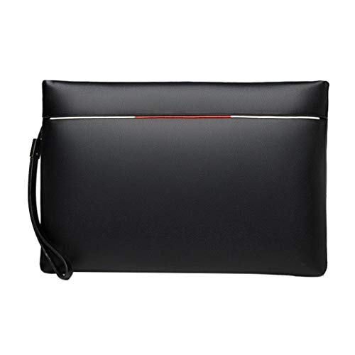 Preisvergleich Produktbild PPGE Leder Handgelenktasche Portemonnaie Herren Clutch Unterarmtasche Schwarz Business Kupplung Geschft Handtasche Groe Kapazitt GeldbRSE Wallets Karten Tasche für Mnner,Black