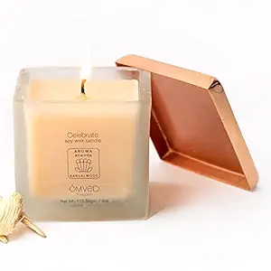 Omved Celebrate (Sandalwood) Natural Scented Soy Wax Candle - Blended with Essential Oils and Long-Lasting