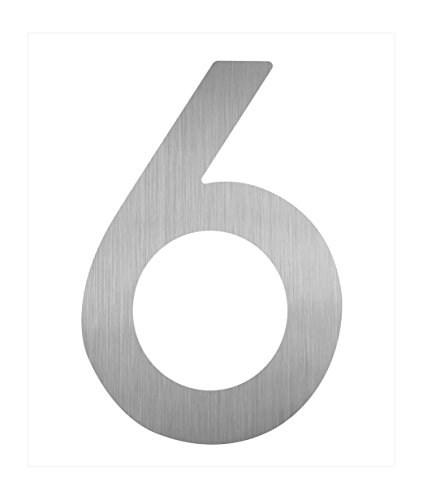 Thorwa Design Hausnummer "Avant Garde" aus Folie zum Aufkleben - Edelstahl gebürstet , H: 160mm , Aufkleber , moderne selbstklebende Hausnummer , für innen und außen geeignet (6)