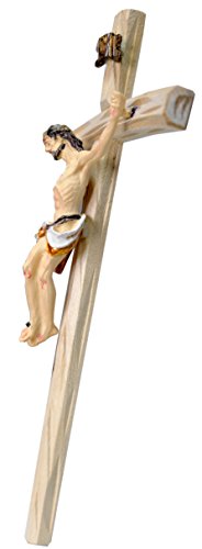 Kaltner Präsente Geschenkidee – Wandkreuz Kruzifix mit Jesus Christus Figur auf Kreuz aus Holz 25 cm von Hand bemalt - 4