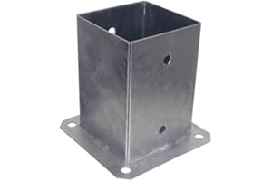 NAJDER Staffa per pali a vite quadrata 90x90 mm, manicotto a terra, ancoraggio per pali in legno, acciaio zincato a caldo per recinzioni, altalene, pergole, colore: argento