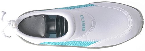 Beco | Unisex Surf- und Badeschuhe aus Neopren mit Schnellverschluss inklusive Beachbox in Weiß/Türkis - 3