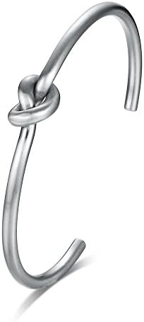 VNOXMulticolor Stainless Steel Celtic Knot Love Thin Open Cuff Bangle Stacked Bracelet for Men Women