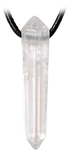 Kaltner Präsente Idée Cadeau - Collier en Cuir pour Hommes et Femmes avec Pendentif en pierres précieuses cristal de roche