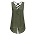 Produktbild Fenverk Damen Fitness Trainings Shirt Mit BH - X RüCken Sport Gym Top Oberteile Yoga Tank RüCkenfrei Oberteil äRmellos Training Tops Lang Laufen Running Tanktop Vest(621Army Green,L)