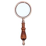 Asegúrate de que se ajuste a Lupa de mano de metal vintage con mango de madera, 10 aumentos, para leer a un anciano, leer periódicos, mapas, hobbies, reparación de lentes de cristal óptico de mano