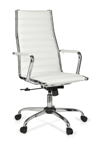 AMSTYLE Bürostuhl GENF 1 Bezug Kunstleder Weiß Design Schreibtischstuhl XXL 110kg Chefsessel höhenverstellbar Drehstuhl ergonomisch mit Armlehnen Rücken-Lehne Wippfunktion verstellbar Schalensitz hoch - 