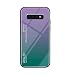 Produktbild Handyhülle für Samsung Galaxy S10 Premium 9H Gehärtetes Glas mit Farbverlauf+Soft Silikon TPU Rand Schutzhülle Stylisch Clear View Spiegel Überzug PC Hülle kompatibel mit Galaxy S10 Lila