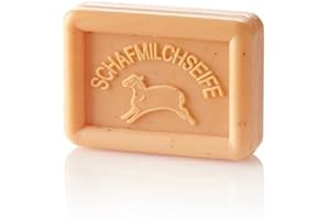 12FADENLINE OVIS Schafmilchseife 100g -Aprikose -Reinigung und Pflege mit Schafmilch in Papierverpackung / zero waste ohne Mikroplastik oder Mineralöl