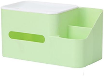 Colorful Three-In-One Desktop Storage Box Tissue Box Multi-Function Compartment,Green