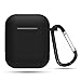 Produktbild iUcar Silicone Case with Anti-Lost Carabiner Anti-Dust Cover for Airpods Earphones - Black