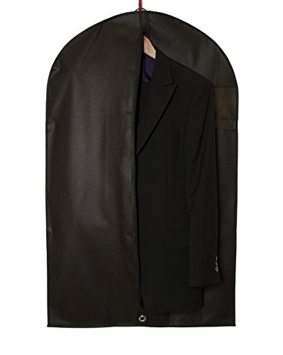 3x Premium Kleidersack | Atmungsaktive Kleiderhüllen inkl. SCHUHBEUTEL | Hochwertiger Vlies-Stoff | Robuster Reißverschluss | Kleidertasche für Anzug, Sakko, Hemden, Blusen | Schwarz | 100 x 60 cm - 5
