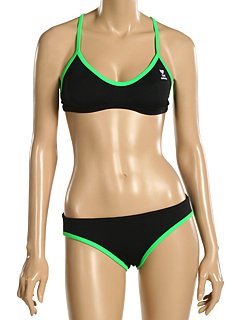 TYR Sport Women's Neon Solid Ringback Workout Bikini,Bright Green,XXS