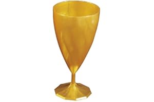 6 verres à vin jetables plastique couleur or - Adiserve -