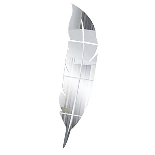 3D Silber Kunst Vinyl Wand Feder-Muster Aufkleber Sticker DIY Spiegel Stil Dekor - 6