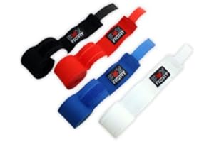 Vendas elásticas de 4,5 m de alta calidad con presilla para el pulgar, vendaje de velcro para las manos, vendaje de apoyo para la muñeca, vendaje envolvente para MMA, boxeo, efecto de compresión, deportes de lucha, Muay Thai, Freefight, artes marciales, BJJ Fox-Fight – 1 par